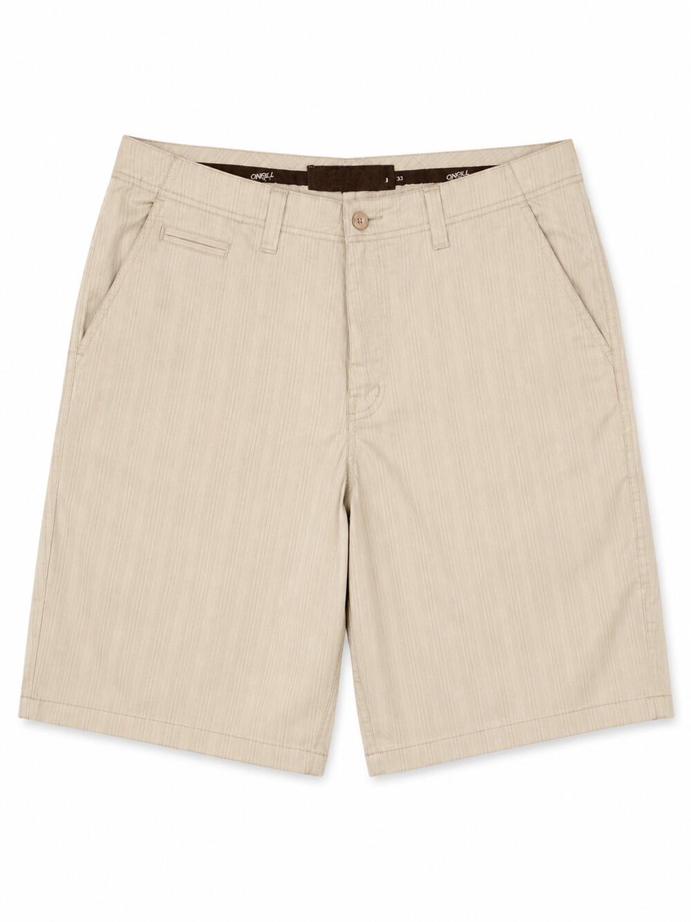 O'Neill Men's 33 Gray Pinstripe Chino Shorts Crest Graphic Polyester Viscose